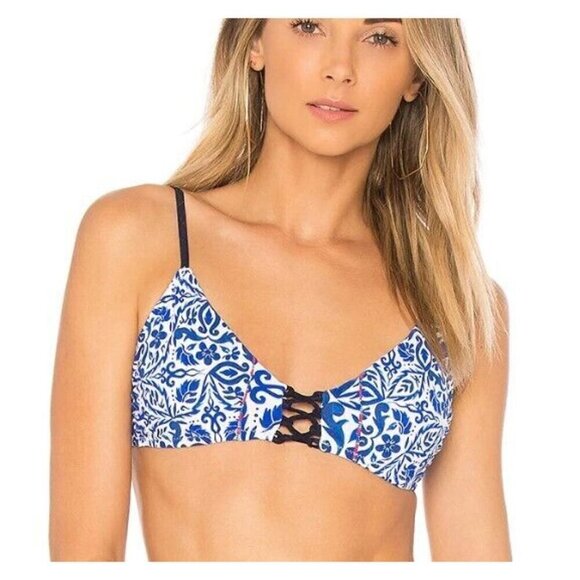 New Nanette Lepore Enchantress Bikini Top Womens M Azure Blue - Picture 1 of 6